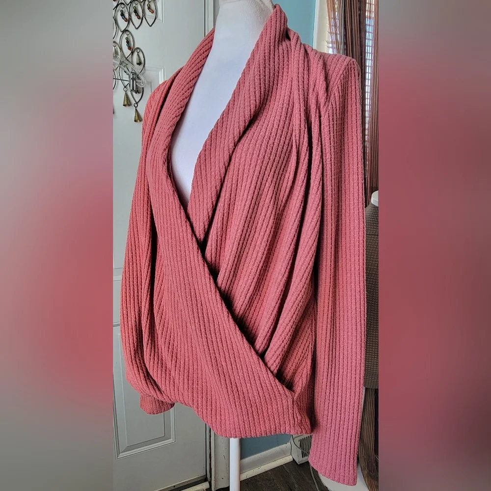 Akemi + Kin Anthropologie Woodruff Waffle Knit Wrap  Long-sleeved Top Womens S - Picture 2 of 12